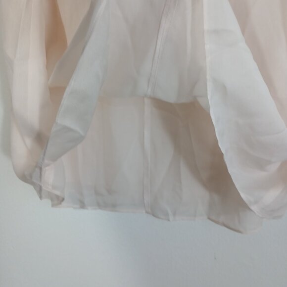 Moda International L Silk Blouse Light Ivory V-Neck Flutter Sleeve Dressy Look - Picture 9 of 9